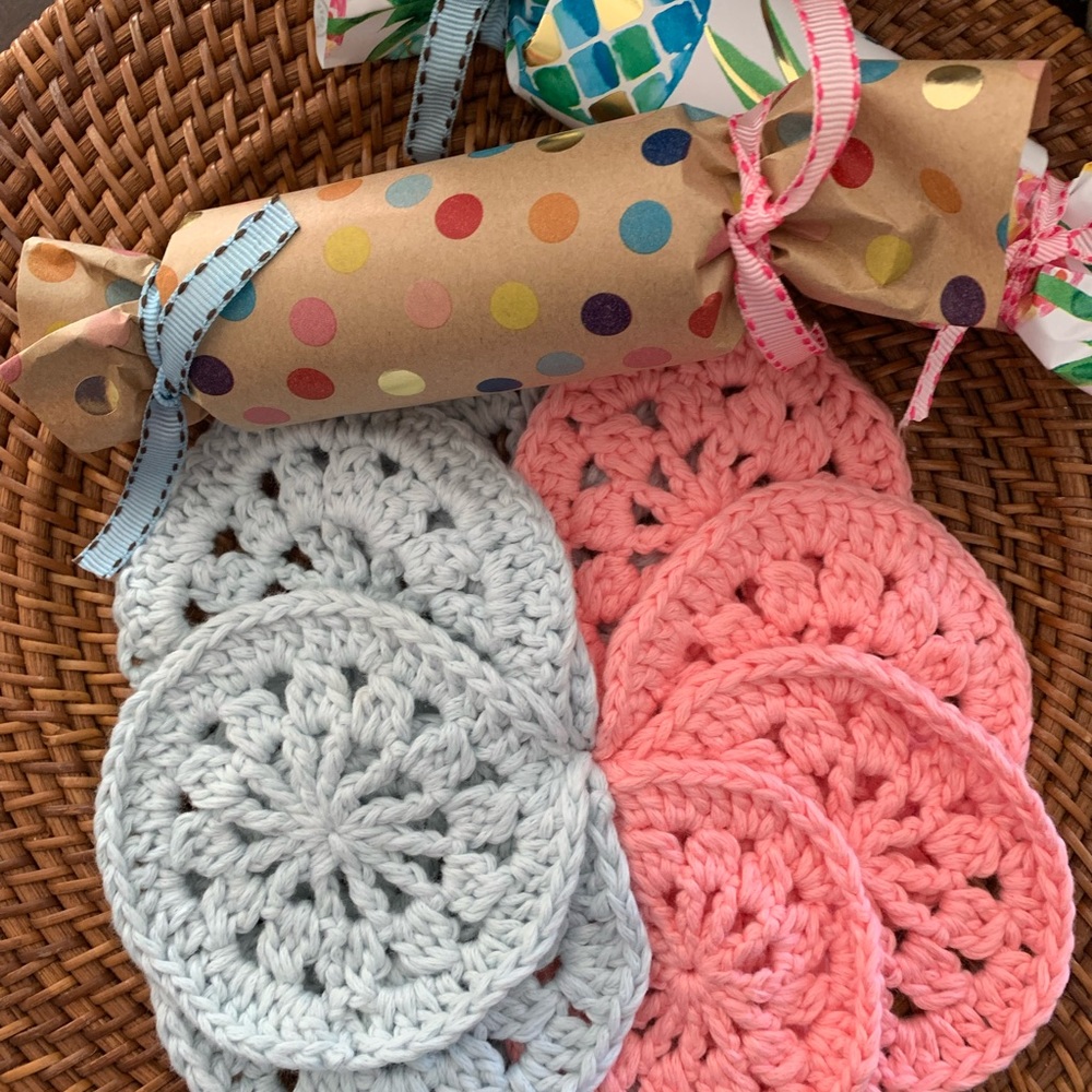 Baby Shower Favors with Hand-knit Coasters Set of 10